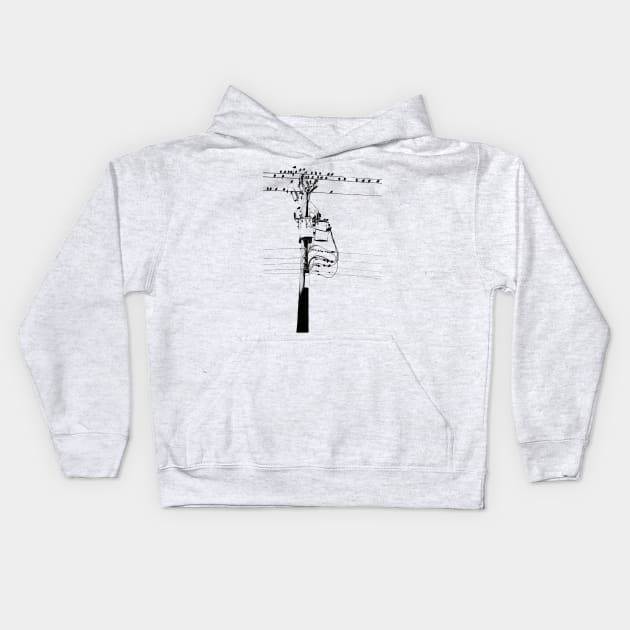 Telephone Pole (Dark on light) Kids Hoodie by crimmart